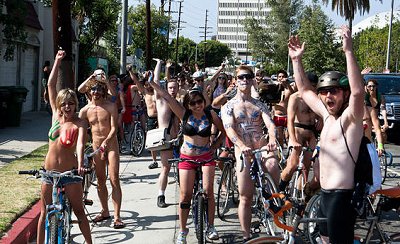 Naked Riders in the street